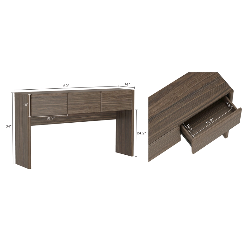 Linda Modern Console Table in Walnut Brown