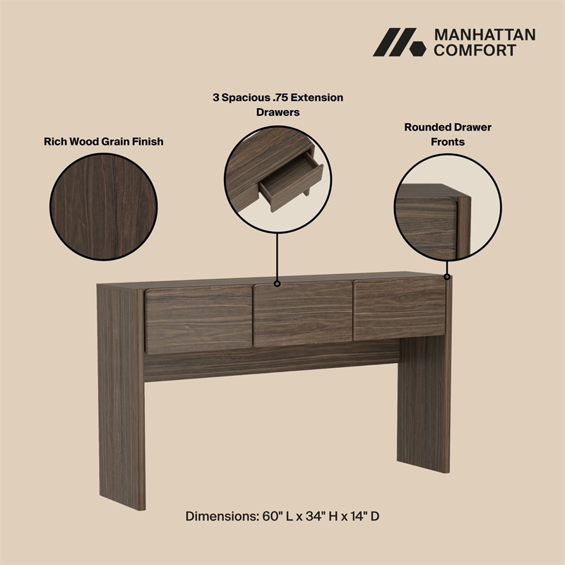 Linda Modern Console Table in Walnut Brown