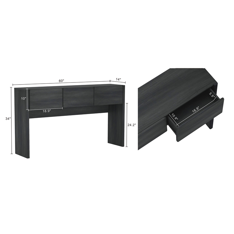 Linda Modern Console Table in Charcoal Grey