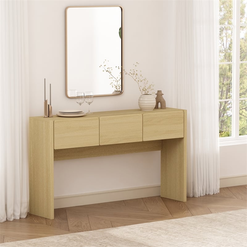 Linda Modern Console Table in Natural Oak