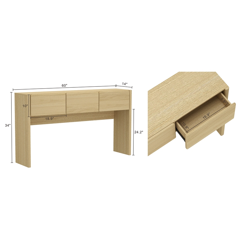 Linda Modern Console Table in Natural Oak