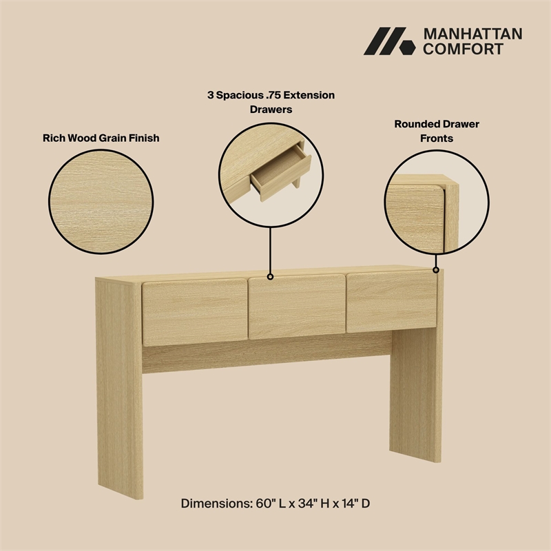 Linda Modern Console Table in Natural Oak