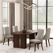 Connie Modern Wood Vegan Leather and Velvet Dining Chair in Gray - Set of 4