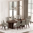 Connie Modern Wood Vegan Leather and Velvet Dining Chair in Gray - Set of 4