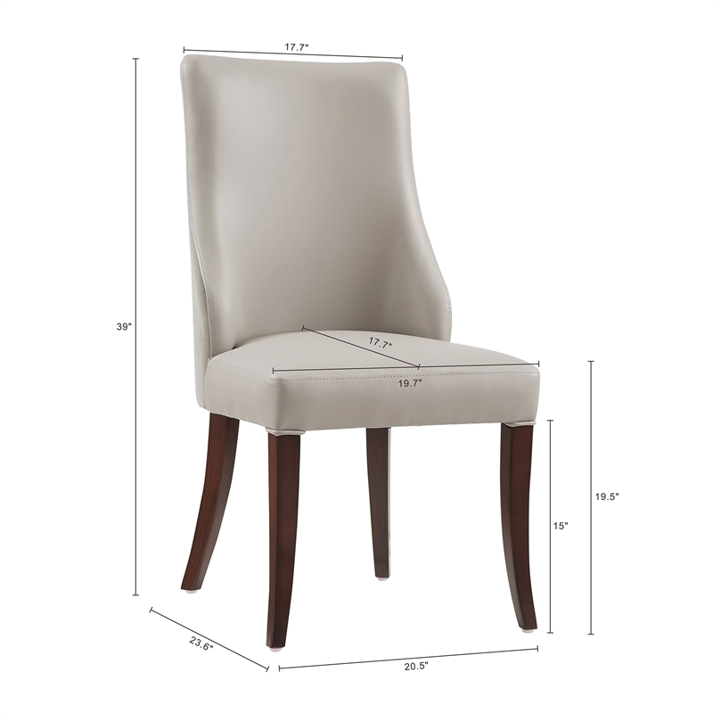 Connie Modern Wood Vegan Leather and Velvet Dining Chair in Gray - Set of 4