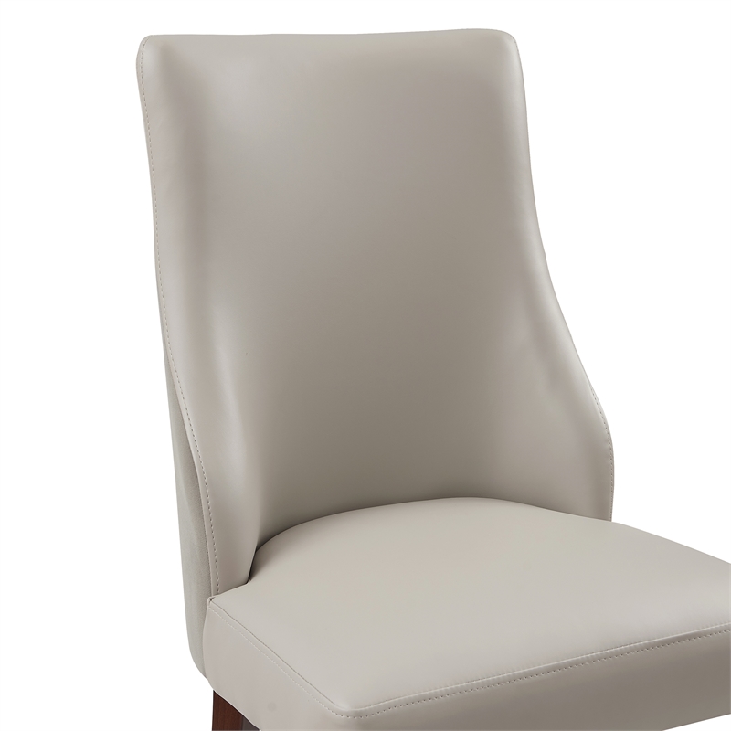 Connie Modern Wood Vegan Leather and Velvet Dining Chair in Gray - Set of 4