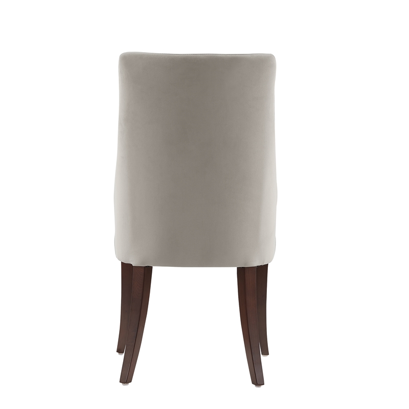 Connie Modern Wood Vegan Leather and Velvet Dining Chair in Gray - Set of 4