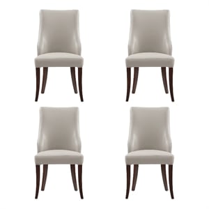 Connie Modern Wood Vegan Leather and Velvet Dining Chair in Gray - Set of 4