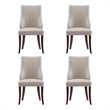Connie Modern Wood Vegan Leather and Velvet Dining Chair in Gray - Set of 4