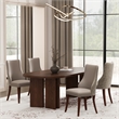 Connie Modern Wood Vegan Leather and Velvet Dining Chair in Taupe - Set of 4