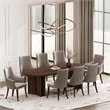 Connie Modern Wood Vegan Leather and Velvet Dining Chair in Taupe - Set of 4