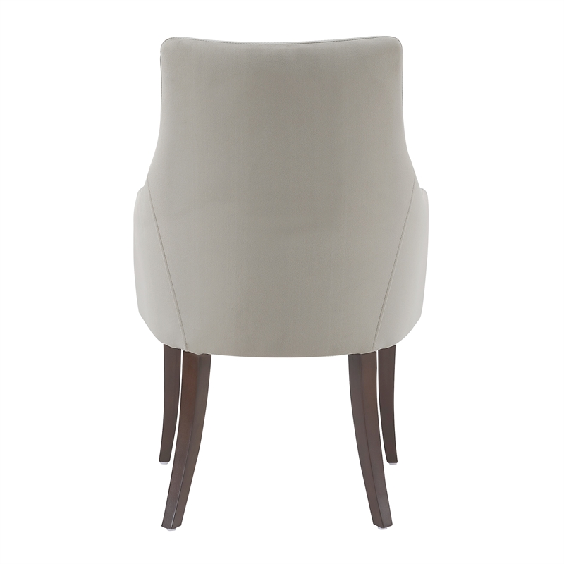 Connie Modern Wood Vegan Leather and Velvet Armchair in Light Gray - Set of 2