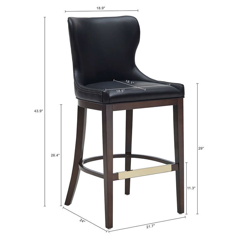 Blair Modern Wood Upholstered Barstool in Black - Set of 2