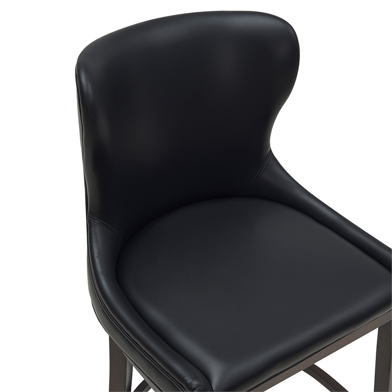 Blair Modern Wood Upholstered Barstool in Black - Set of 2