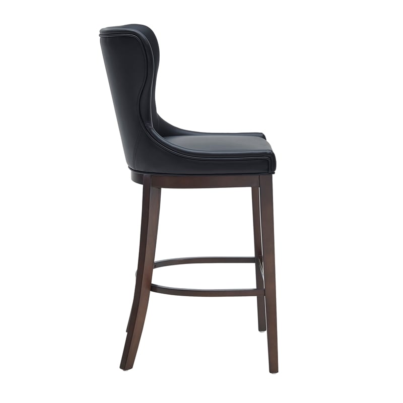 Blair Modern Wood Upholstered Barstool in Black - Set of 2