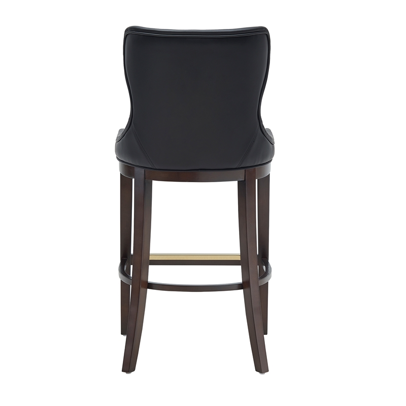 Blair Modern Wood Upholstered Barstool in Black - Set of 2