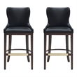 Blair Modern Wood Upholstered Barstool in Black - Set of 2