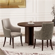 Connie Modern Wood Vegan Leather and Velvet Armchair in Taupe - Set of 2