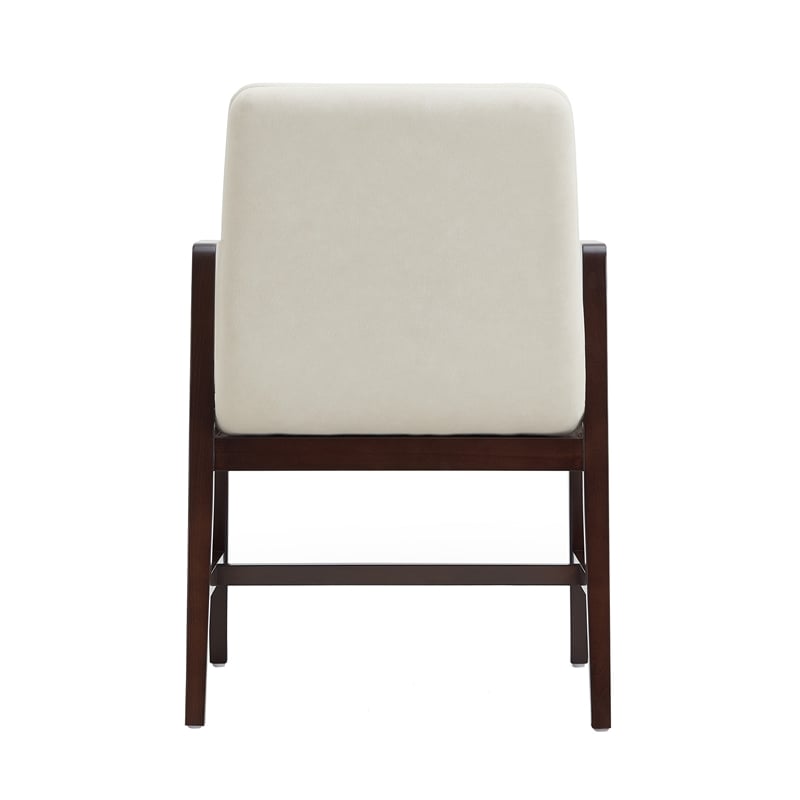 Stella Modern Wood Velvet Armchair in Cream - Set of 2