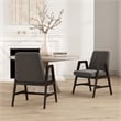 Stella Modern Wood Velvet Armchair in Graphite - Set of 2