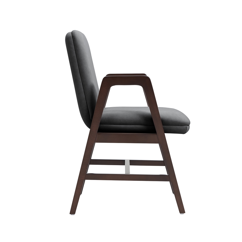 Stella Modern Wood Velvet Armchair in Graphite - Set of 2