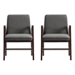 Stella Modern Wood Velvet Armchair in Graphite - Set of 2