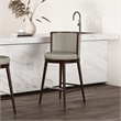 Evalyn Modern Wood Upholstered Barstool in Stone