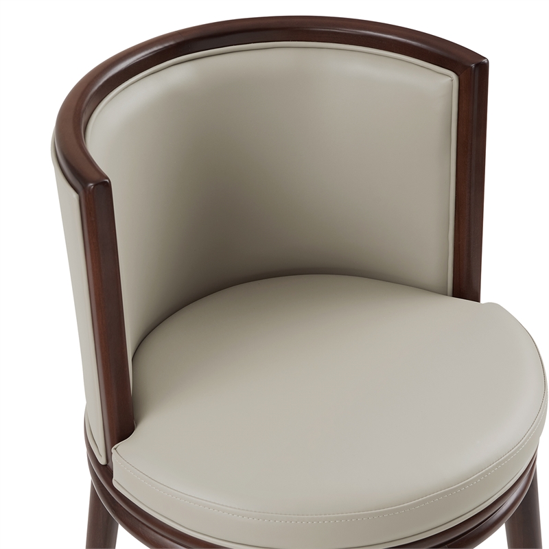 Evalyn Modern Wood Upholstered Barstool in Stone