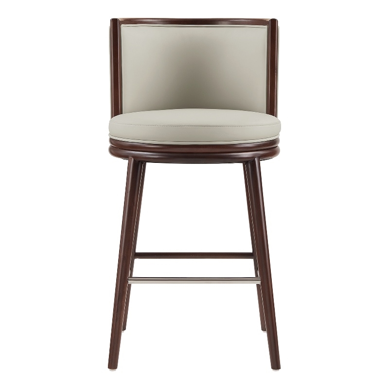 Evalyn Modern Wood Upholstered Barstool in Stone