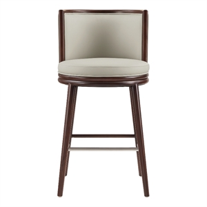 Evalyn Modern Wood Upholstered Barstool in Stone