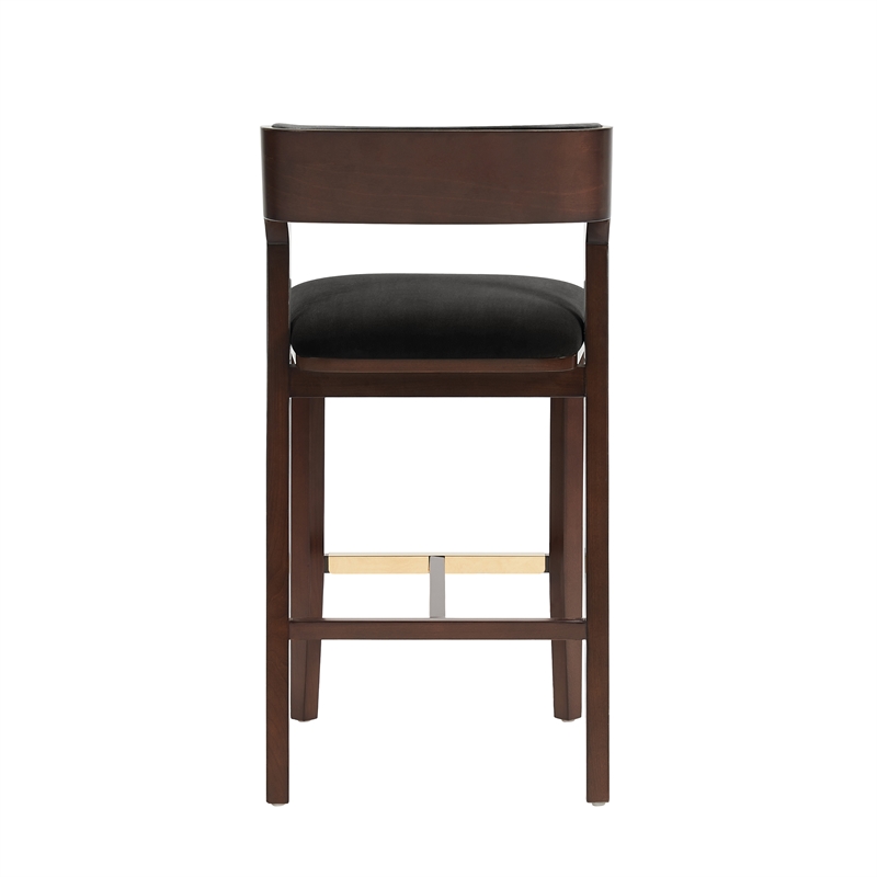 Patricia Modern Wood Upholstered Barstool in Black