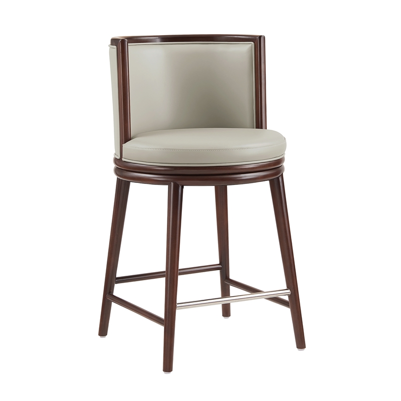Evalyn Modern Wood Upholstered Counter Stool in Stone