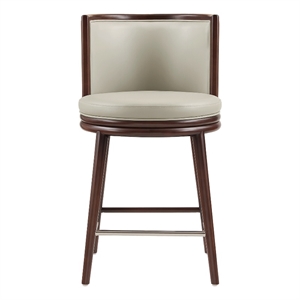 Evalyn Modern Wood Upholstered Counter Stool in Stone