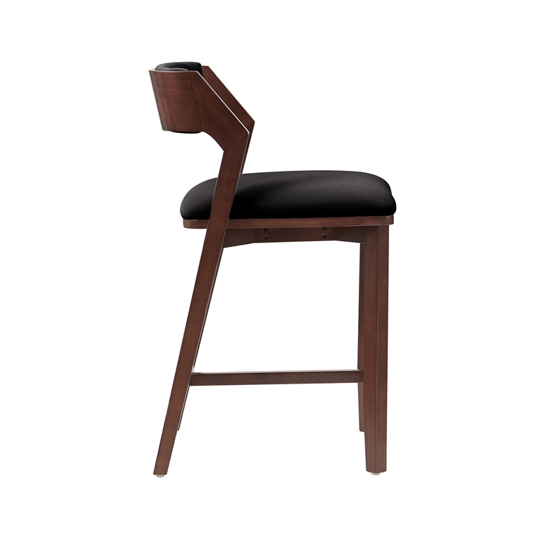 Patricia Modern Wood Upholstered Counter Stool in Black