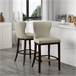 Blair Modern Wood Upholstered Barstool in Stone - Set of 2