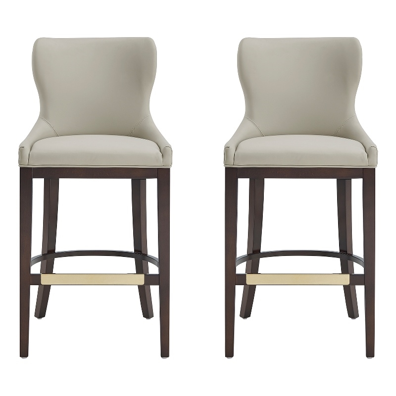 Blair Modern Wood Upholstered Barstool in Stone - Set of 2