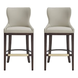 Blair Modern Wood Upholstered Barstool in Stone - Set of 2
