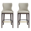 Blair Modern Wood Upholstered Barstool in Stone - Set of 2