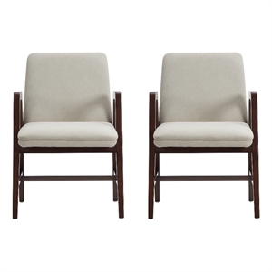 Stella Modern Wood Velvet Armchair in Champagne - Set of 2