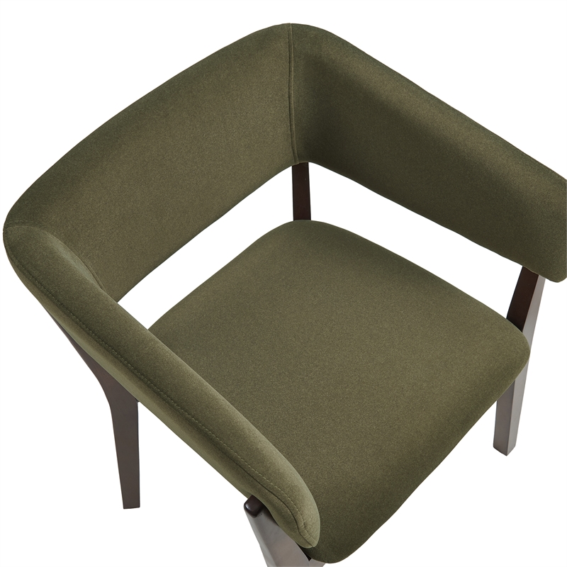 Blake Modern Wood Faux Mohair Armchair in Green - Set of 2
