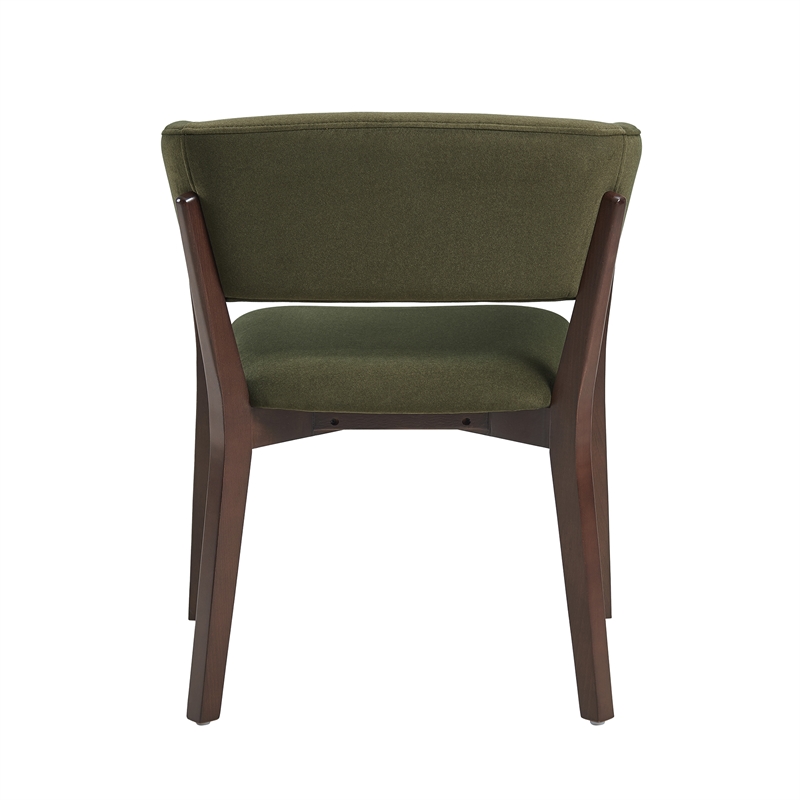 Blake Modern Wood Faux Mohair Armchair in Green - Set of 2