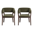Blake Modern Wood Faux Mohair Armchair in Green - Set of 2