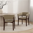 Blake Modern Wood Faux Mohair Armchair in Linen - Set of 2