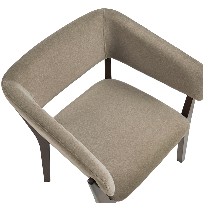 Blake Modern Wood Faux Mohair Armchair in Linen - Set of 2