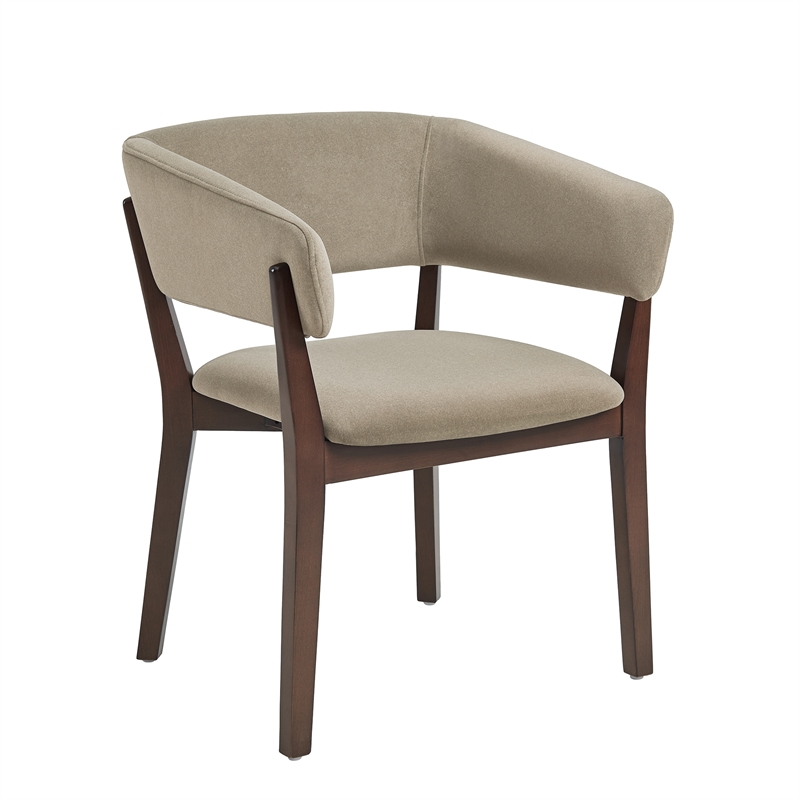 Blake Modern Wood Faux Mohair Armchair in Linen - Set of 2