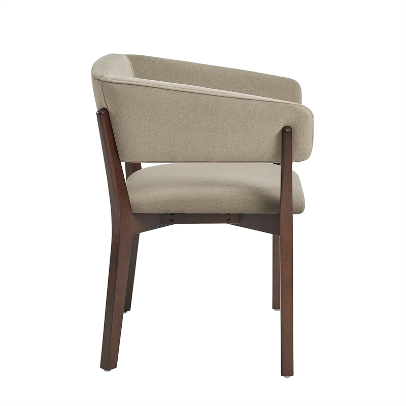 Blake Modern Wood Faux Mohair Armchair in Linen - Set of 2