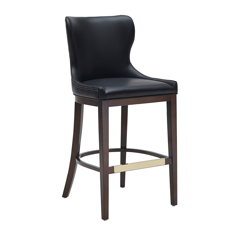 Blair Modern Wood Upholstered Barstool in Black - Set of 3