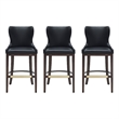 Blair Modern Wood Upholstered Barstool in Black - Set of 3