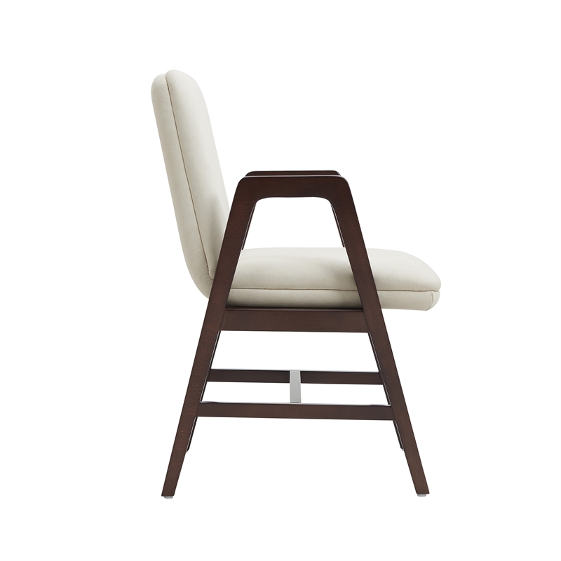 Stella Modern Wood Velvet Armchair in Cream - Set of 4