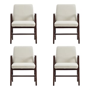 Stella Modern Wood Velvet Armchair in Cream - Set of 4